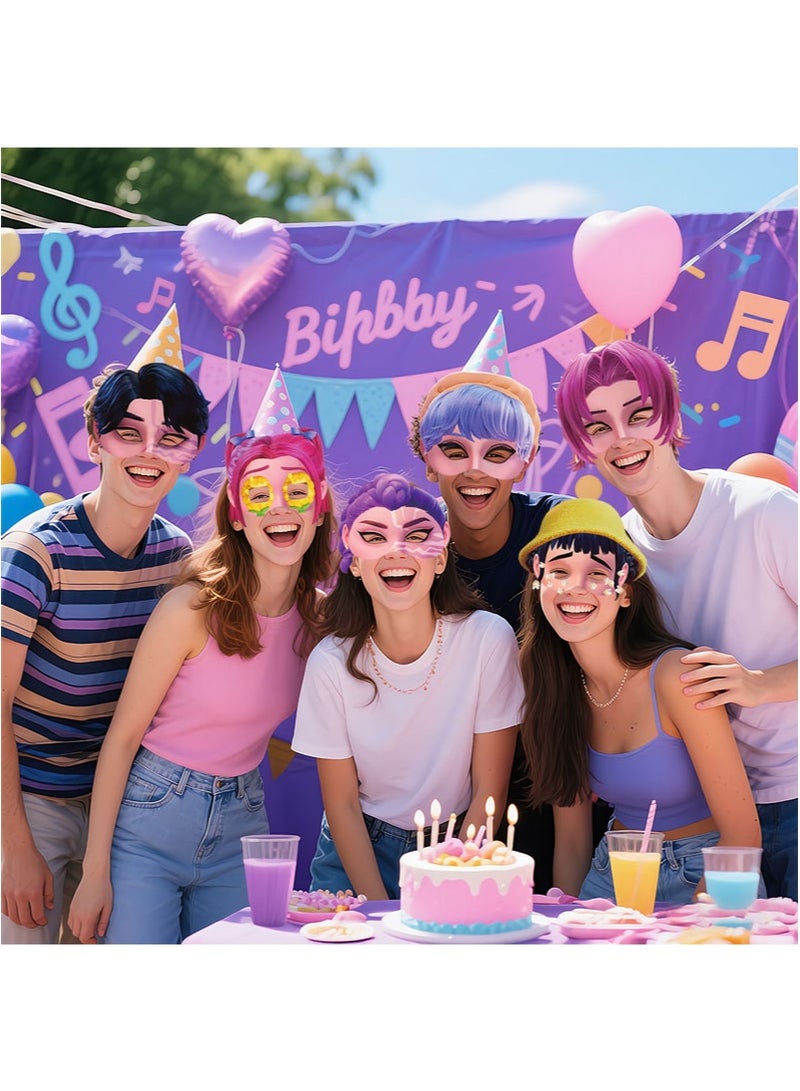 صائدو الشياطين في الكيبوب 12 قطعة من أقنعة الحفلات ذات طابع صائدي الشياطين من K-Pop، أقنعة الحفلات للتصوير، أقنعة نصف الوجه المضحكة لحفلات الرقص - Image 4